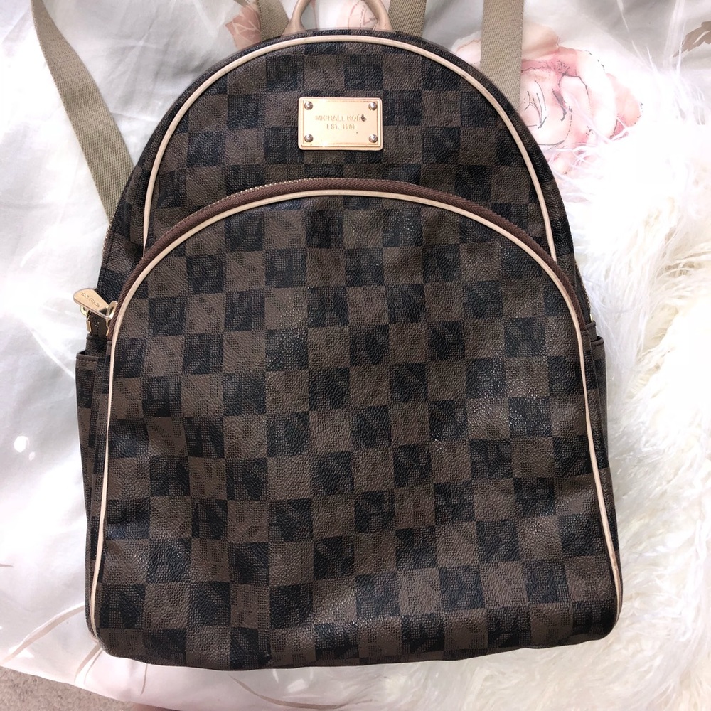 Michael Kors Brown Backpack Checkerboard Logo